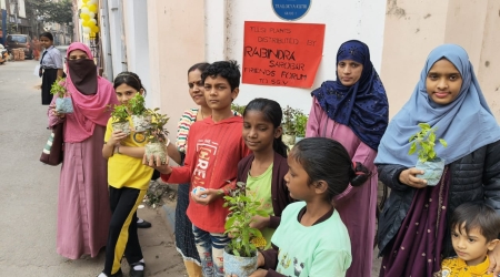 On 03rd January, 2026, an eco-friendly and socially inclusive activity was successfully conducted at Shree Gandhi Vidyalaya during its Annual Function, where 500 Tulsi plants were distributed among the students belonging to various communities.