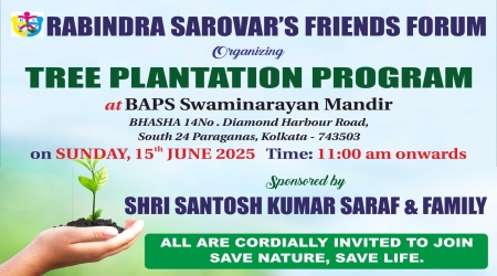 RSFF visited Swaminarayan Mandir as scheduled time and  started at 11 am Abhsek Jal Pooja, Aarti and G 9 Banana plants Tree Plantation programme at the back yard of Mandir