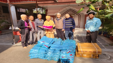 Donated 100 Blankets Courtney  Shri K K Gupta and 8 no Ceiling fans Courtney Shri Kalyan Shroff to Bharat Sevashram Sangha, Ballygunge Head Quarters.