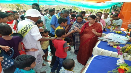 Sarees and Dhoties Distribution - Dwarik Nagar - Sundarbans - Bharat Sevashram Sangha - April 3, 2022